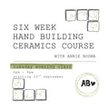 Tuesday Evening Six Week Hand Building Pottery Course